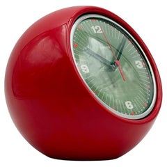 Space Age 70s Design Clock with Red Orb-Like Design - Vintage Tabletop Decor