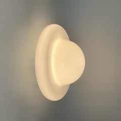 Space Age 70s Lamp - Flush Mount Large Opaline Glass Dome Made in Italy