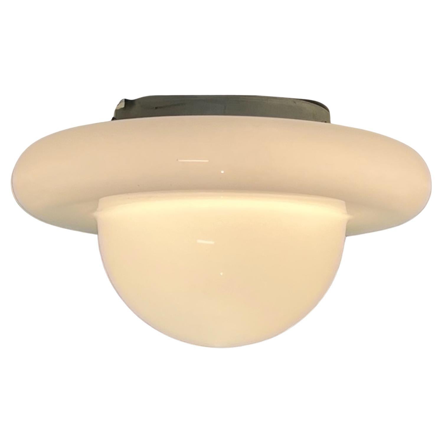 Space Age 70s Lamp - Flush Mount Large Opaline Glass Dome Made in Italy