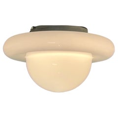 Space Age 70s Lamp - Flush Mount Large Opaline Glass Dome Made in Italy