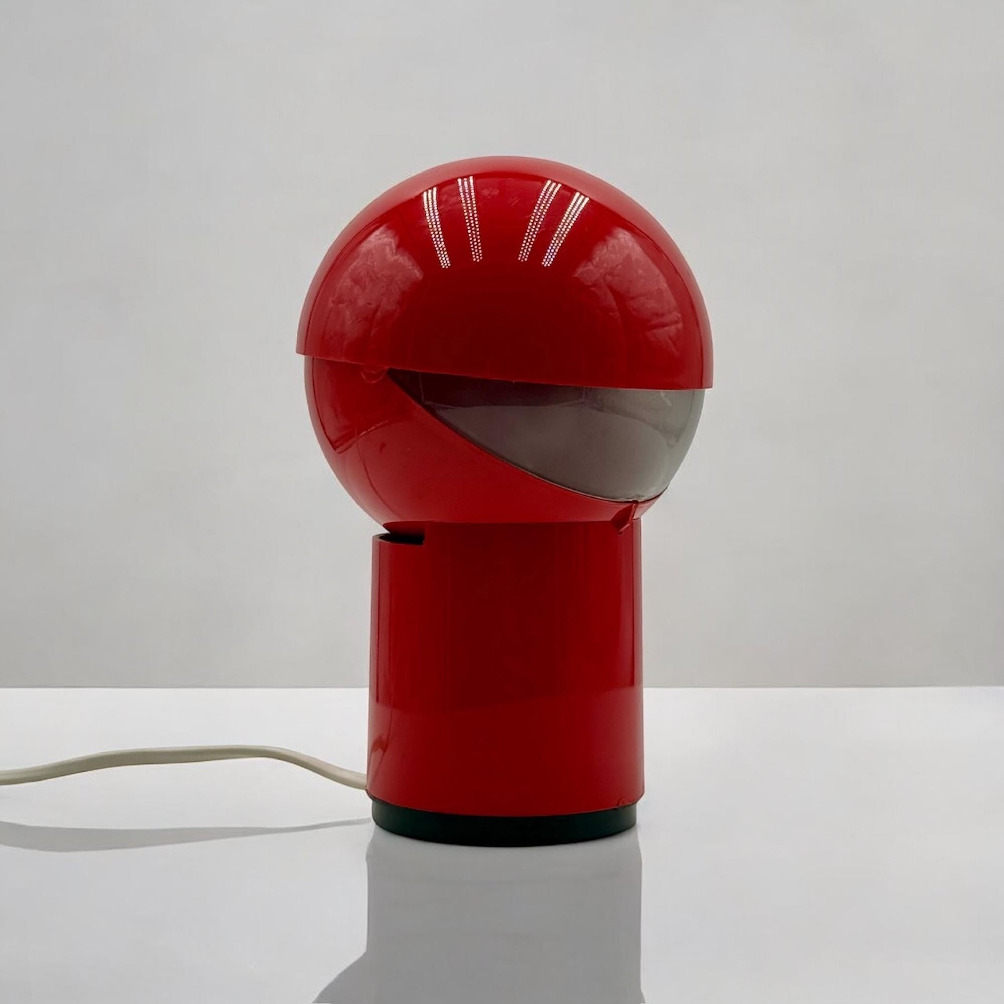 Plastic Space Age 70s Red Lamp 'Sfera Notte' Gagiplast - MCM Italian Design Light