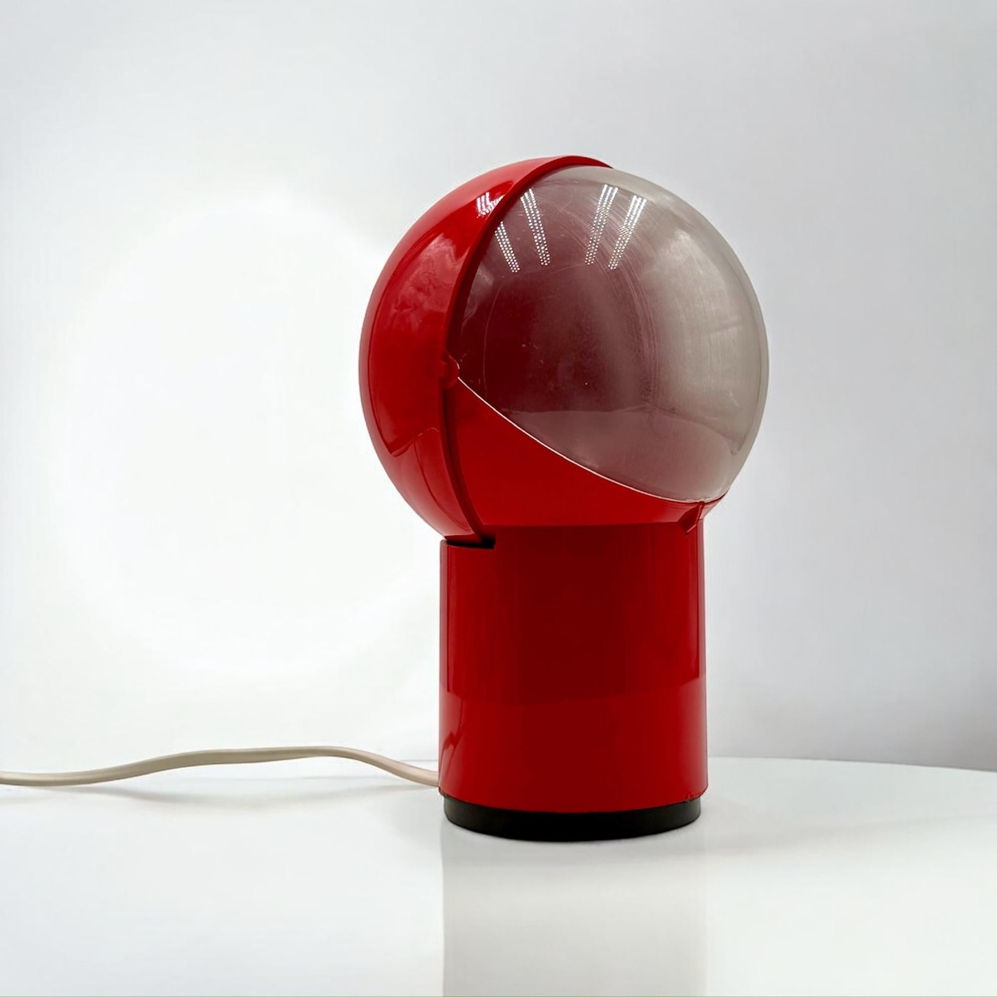 Space Age 70s Red Lamp 'Sfera Notte' Gagiplast - MCM Italian Design Light 2