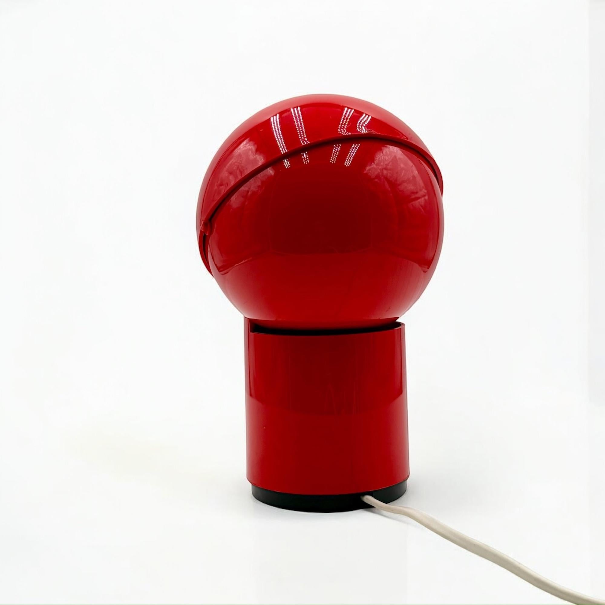 Space Age 70s Red Lamp 'Sfera Notte' Gagiplast - MCM Italian Design Light 3