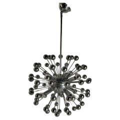 Vintage Space Age 8 lights Sputnik chrome steel chandelier, 1970s