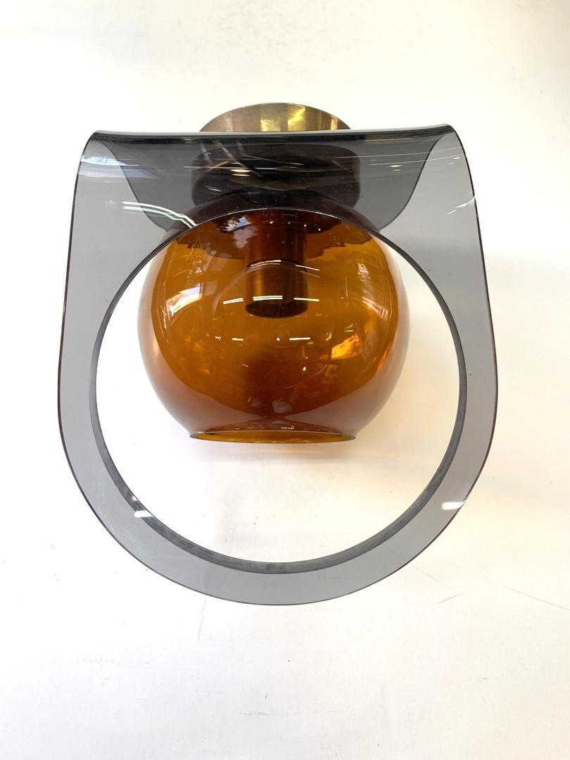 Space Age Acrylic and Amber Glass Wall Light, 1960s In Good Condition In Budapest, HU
