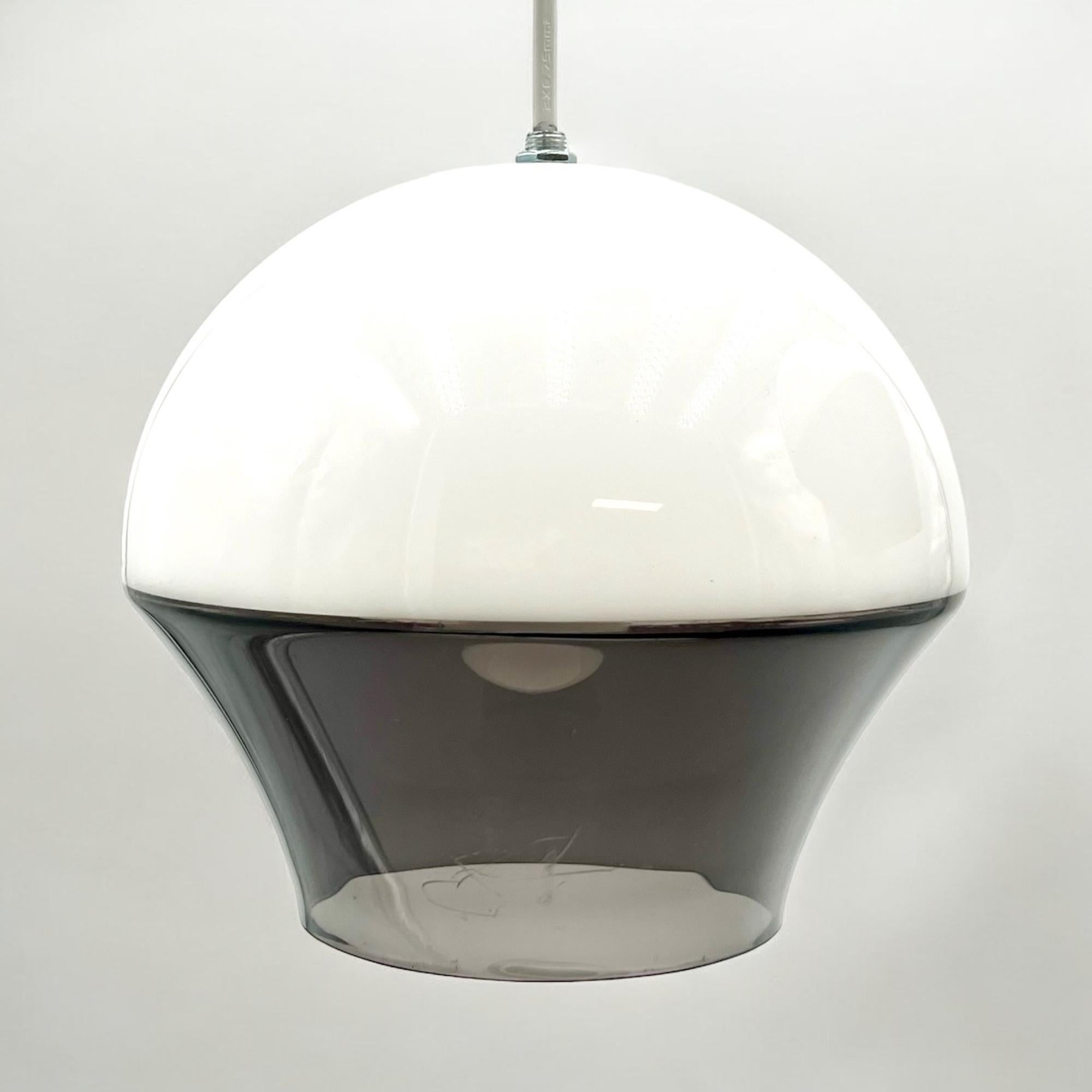 Plastic Space Age Acrylic 'Flying Saucer' Hanging Lamps, 1970s, Set of 2