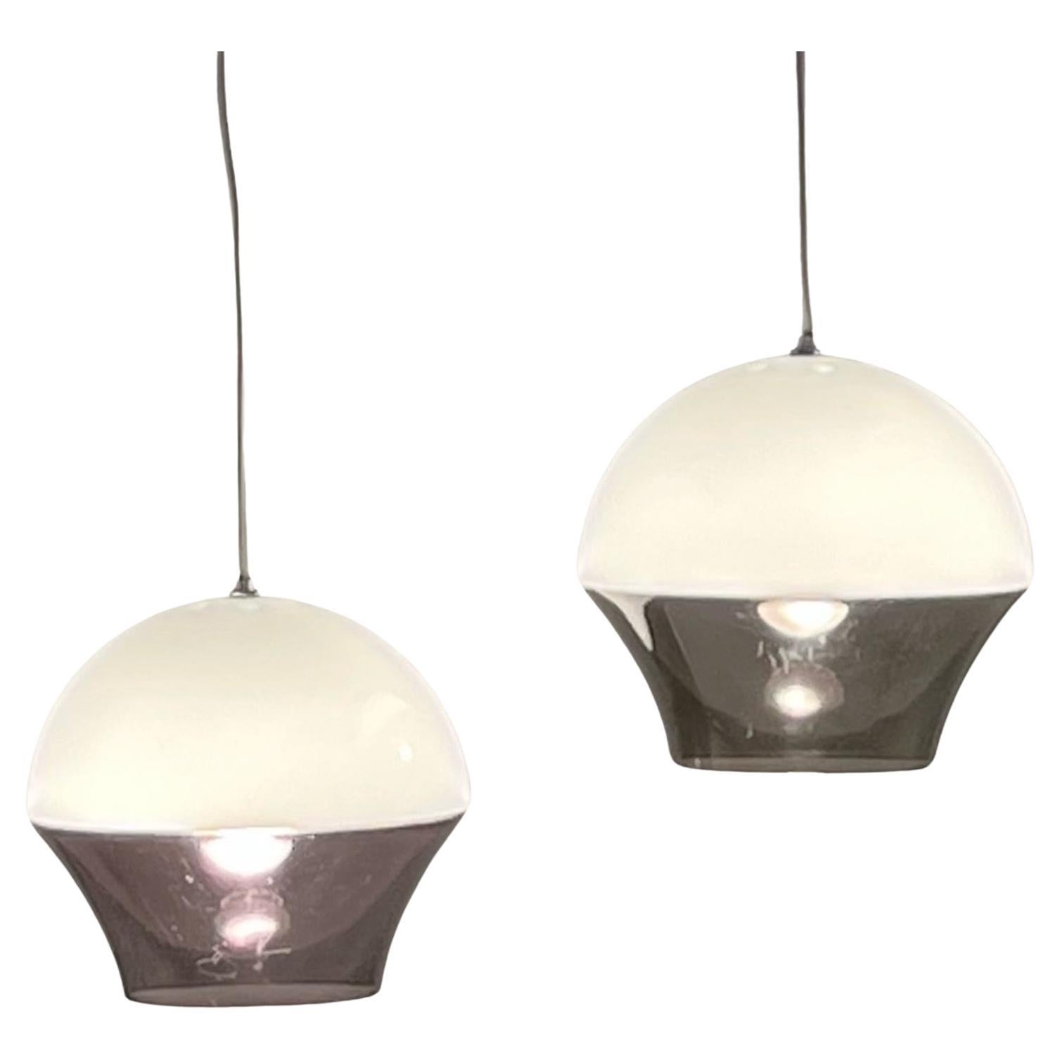 Space Age Acrylic 'Flying Saucer' Hanging Lamps, 1970s, Set of 2