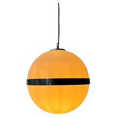 Space Age Acrylic Glass and Chromed Metal Pendant Light, Italy, 1960s