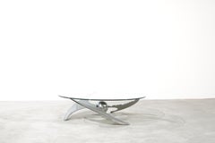 Mesa de centro/comedor regulable Space Age Luciano Campanini Propeller Glas