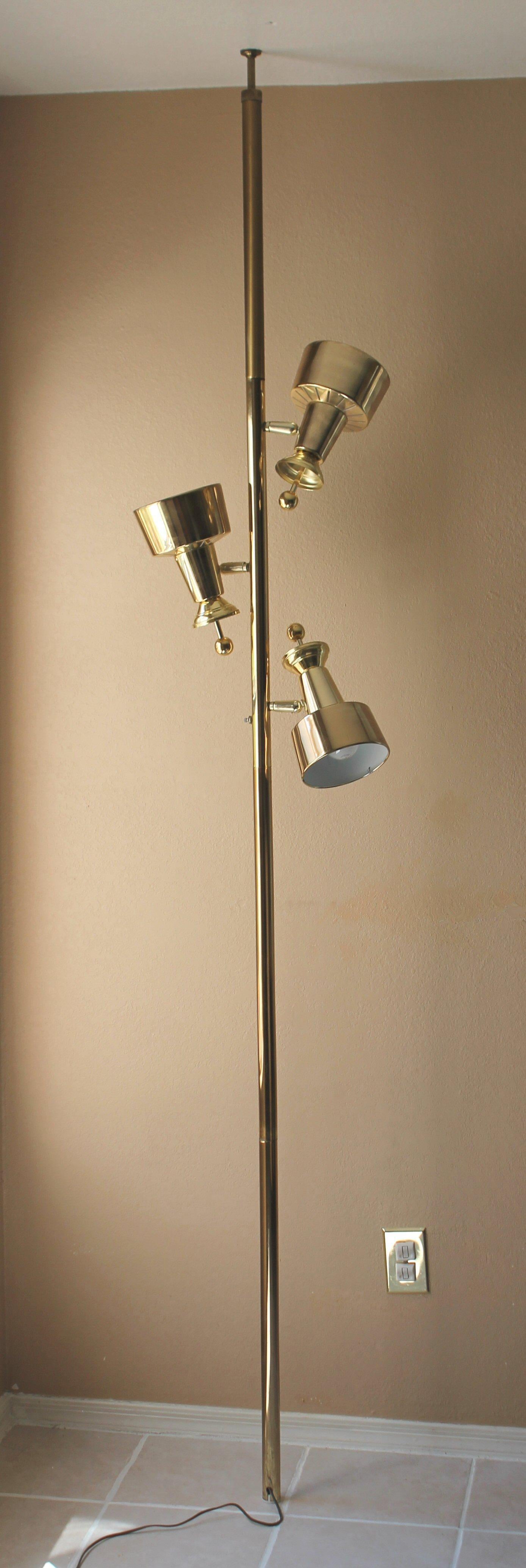 Space Age All Brass Tension Pole Lamp! Mid Century Modern 1950s Stiffel Era For Sale 1