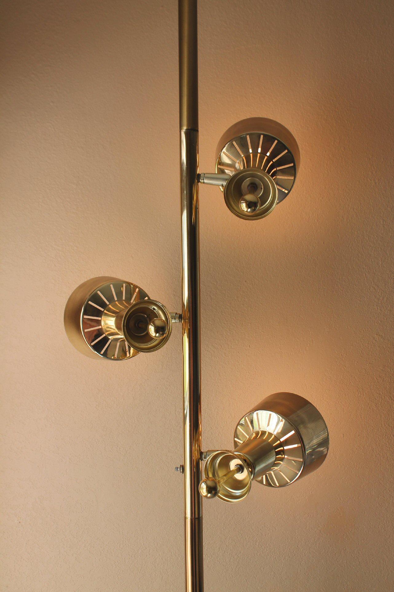 Metal Space Age All Brass Tension Pole Lamp! Mid Century Modern 1950s Stiffel Era For Sale