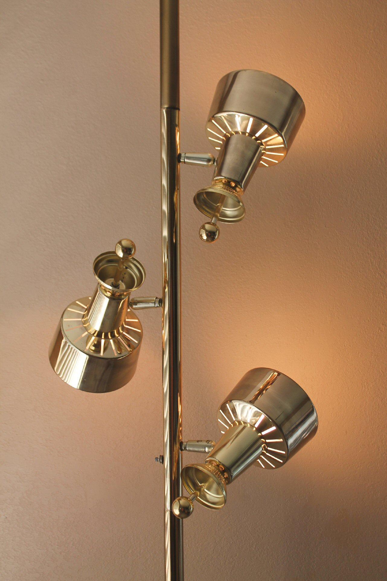 20th Century Space Age All Brass Tension Pole Lamp! Mid Century Modern 1950s Stiffel Era For Sale