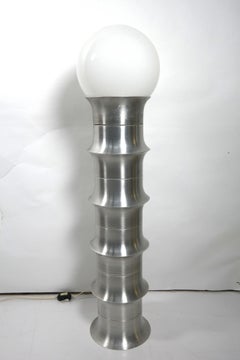 Space Age Aluminium Design Floor Lamp, Signed "Percz B.", 1970s