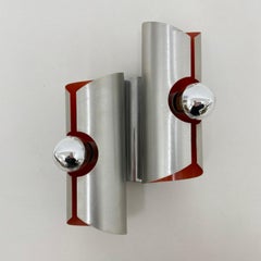 Space age aluminium with orange inside wall lamp sconce , 1970s