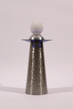Space Age Aluminum Blue Glass Contemporary Table Lamp by Nusprodukt