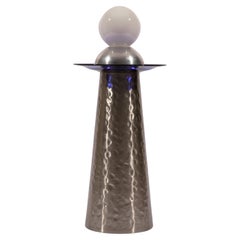 Zeitgenössische Space Age-Tischlampe aus blauem Aluminiumglas von Nusprodukt