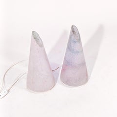 Space Age and Post-Modern. Conical hand-blown murano table lamps, Italy, 1980s