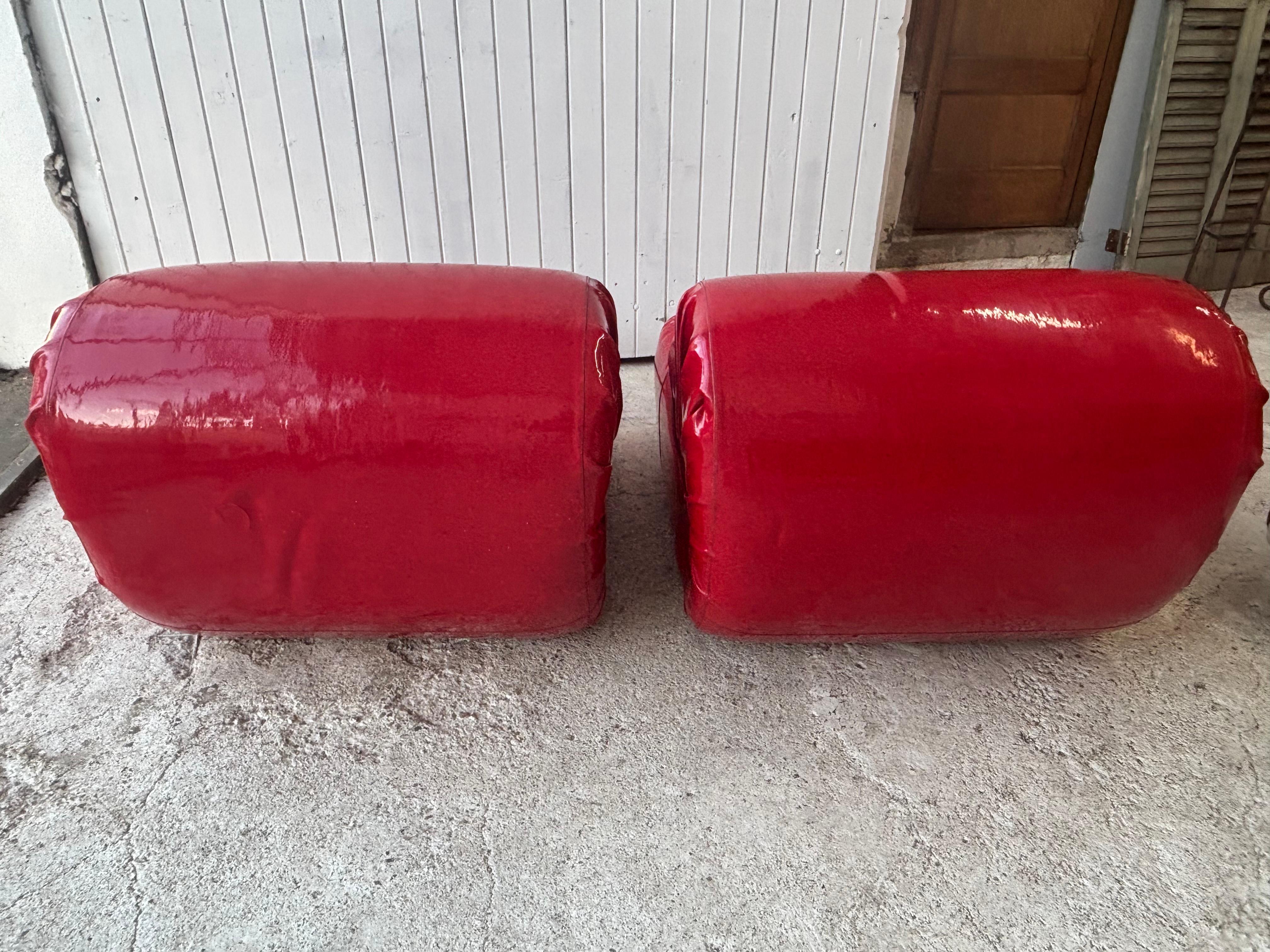 Space Age Armchairs in Red Vinyl , 1970’s 3