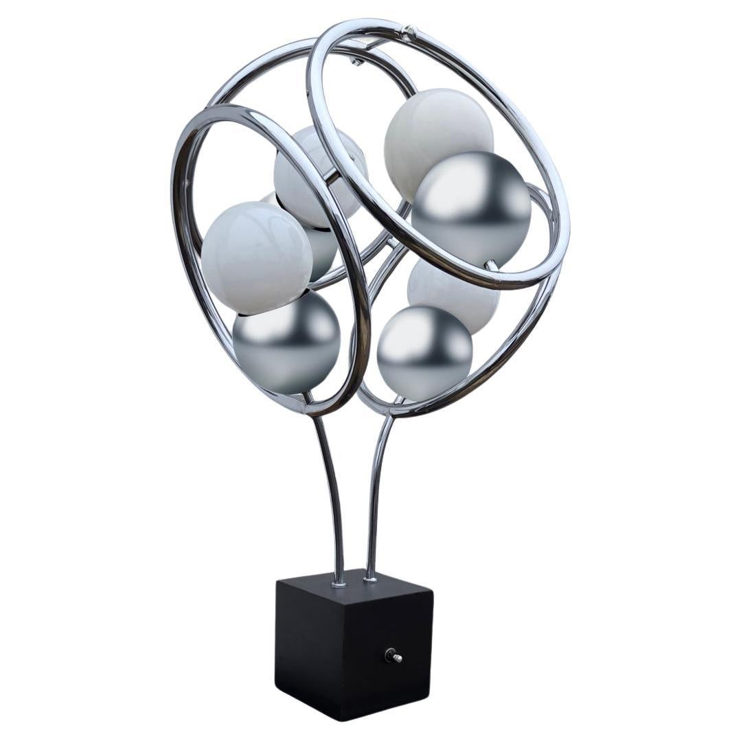 Space Age Atomic Chrome Abstract Table Lamp For Sale
