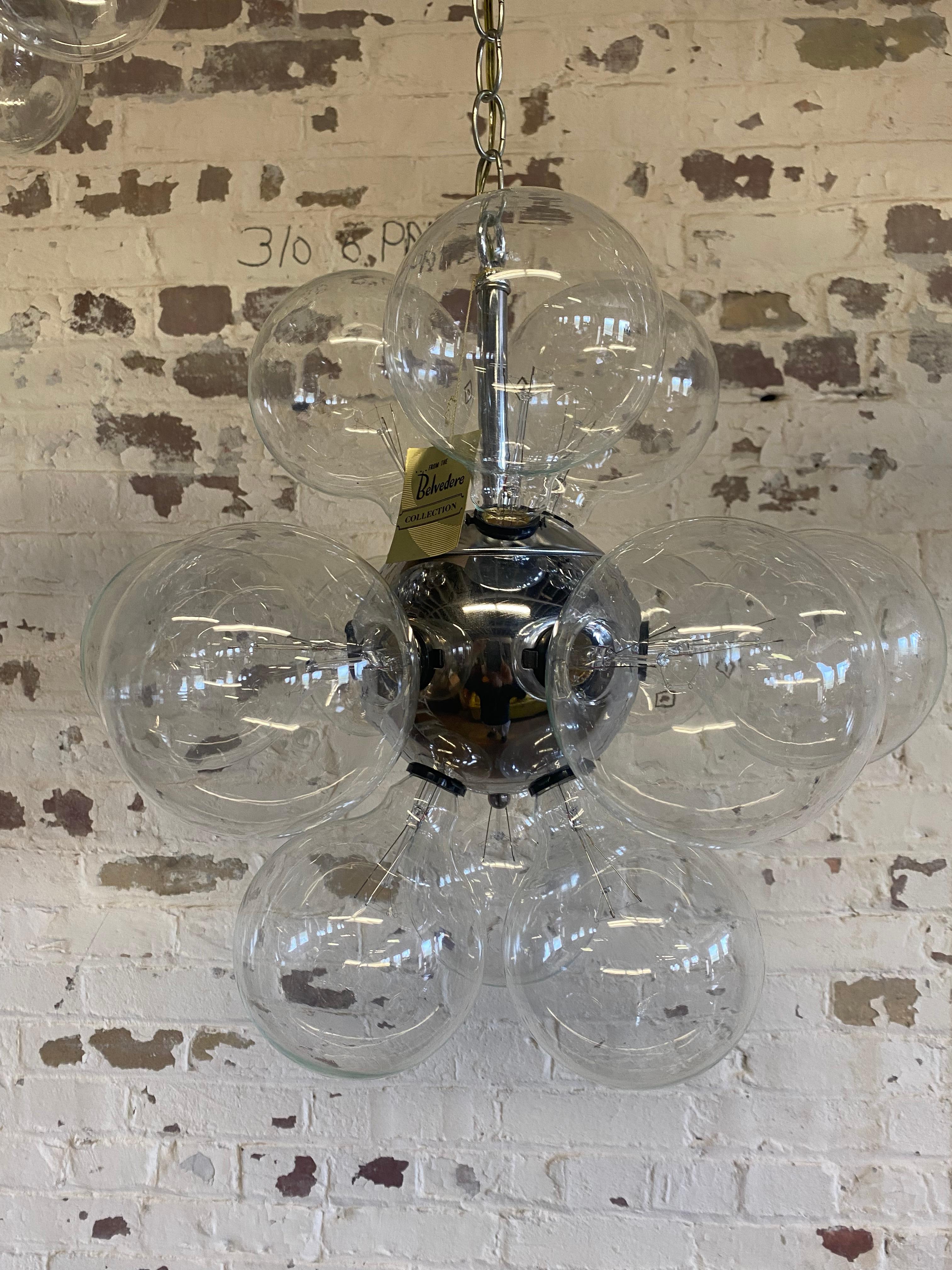 Space Age Atomic Cluster Pendant Chandelier by Belvedere..New / Old Stock ! For Sale 5