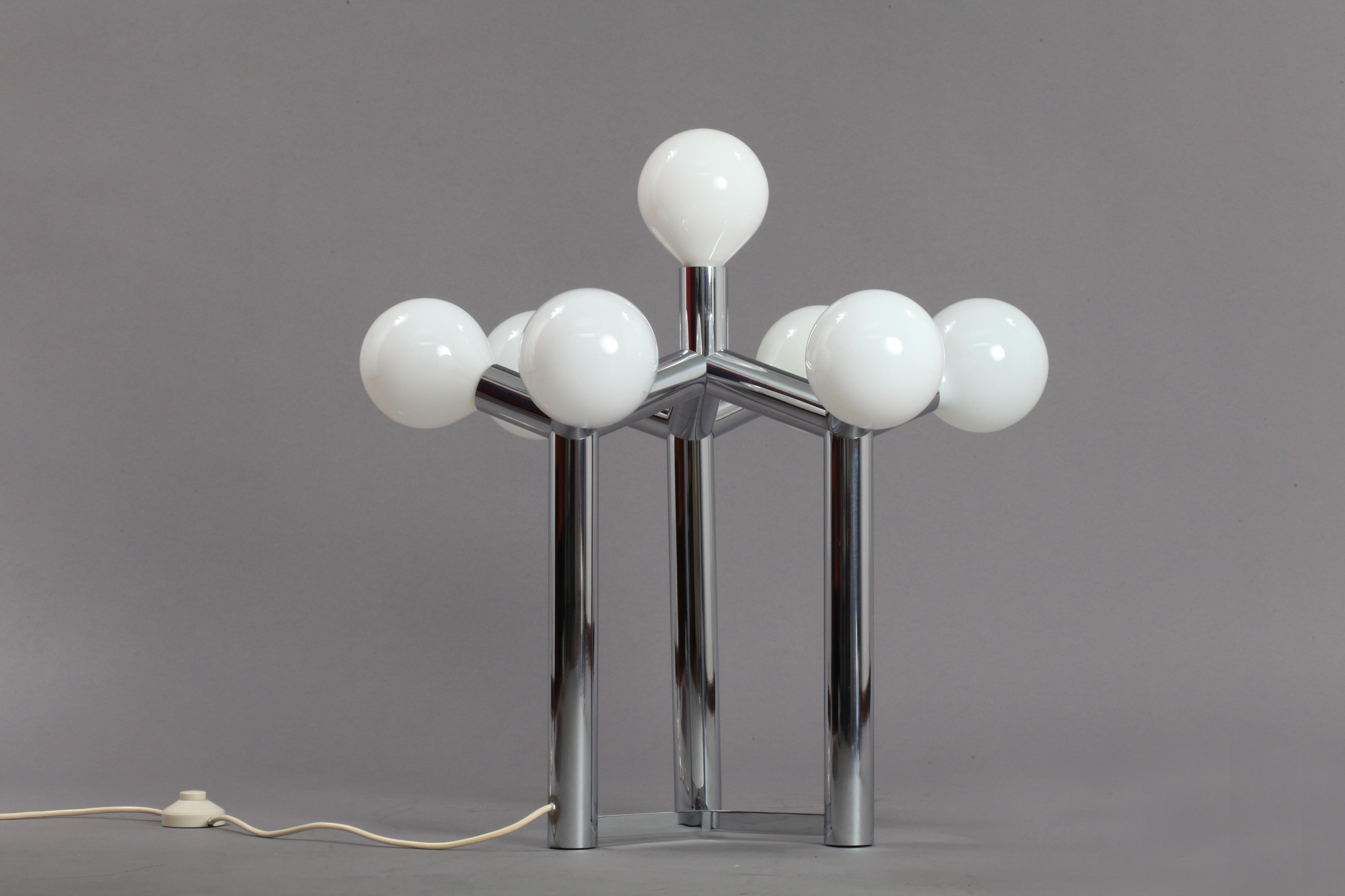 Austrian Space Age Atomium Table Lamp Designed by J. T. Kalmar, Vienna, 1970