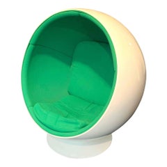 Space Age Ball Chair by Adelta, Eero Aarino, Green and White, Finland