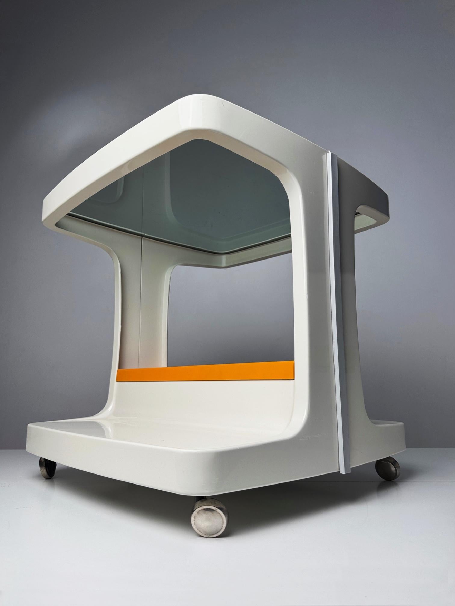 Space Age Barwagen mit Flaschenhalter, Marc Held für Prisunic, 1970er Jahre im Angebot 2