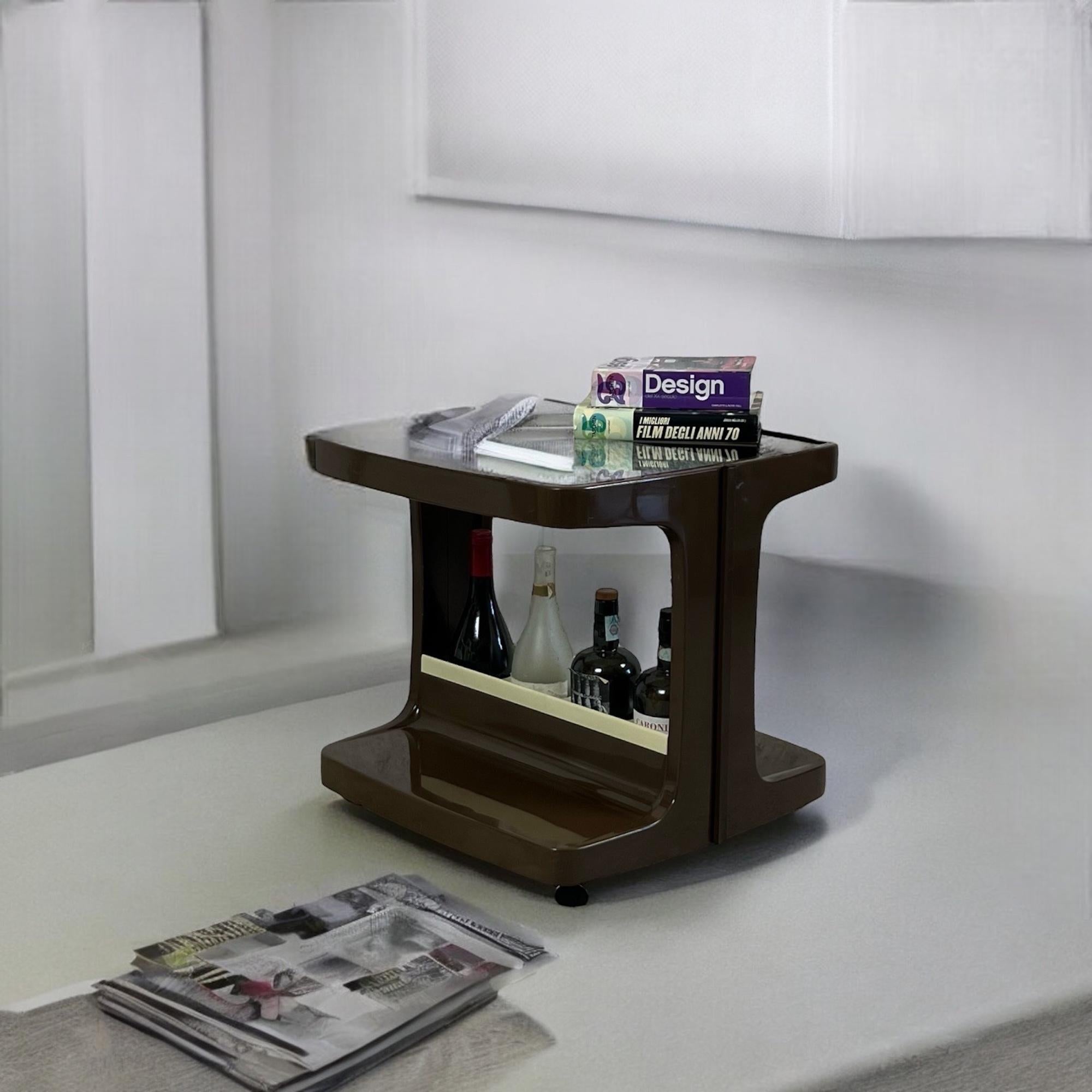 French Space Age Bar Cart with Bottle Holder Marc Held for Prisunic, 1970s