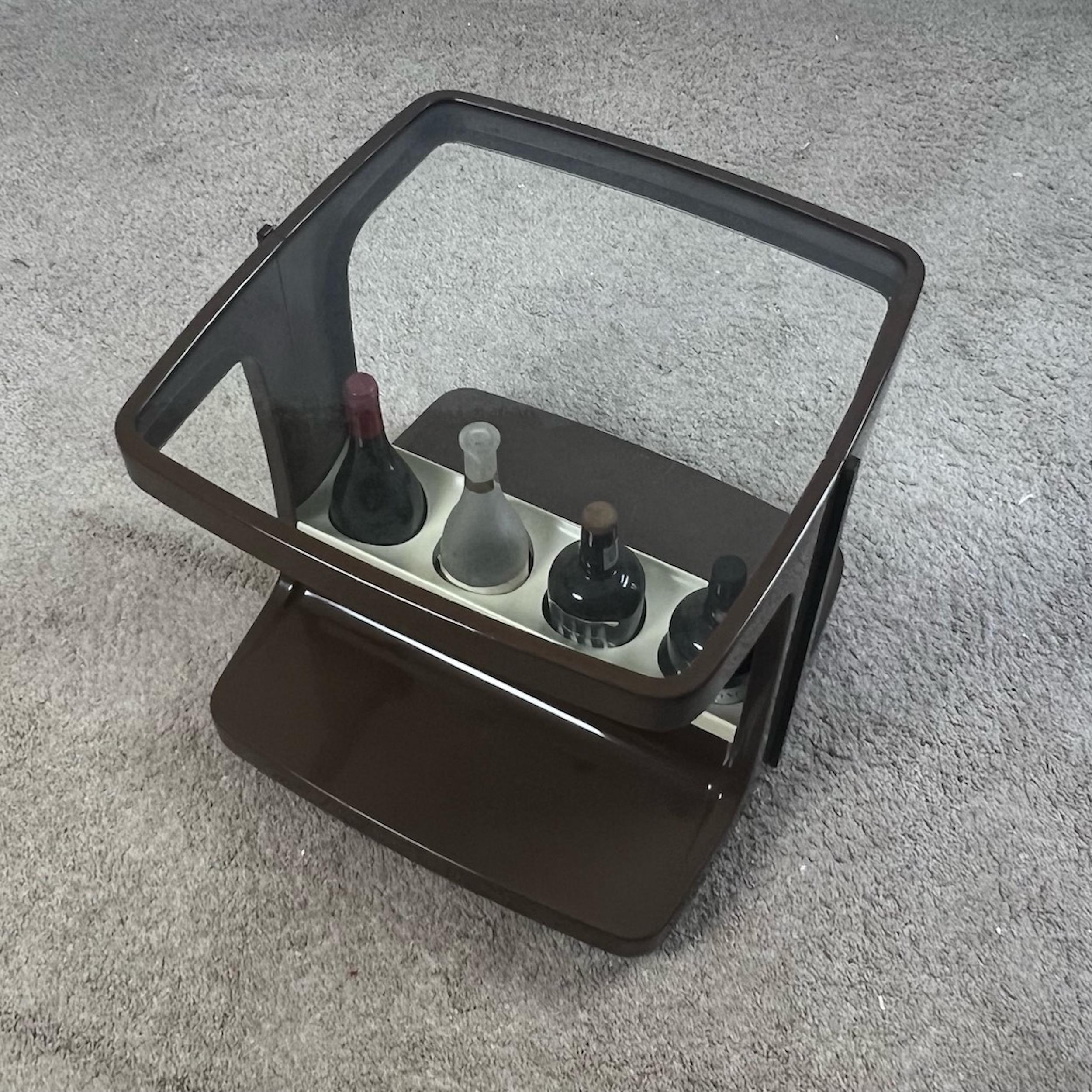 Late 20th Century Space Age Bar Cart with Bottle Holder Marc Held for Prisunic, 1970s For Sale