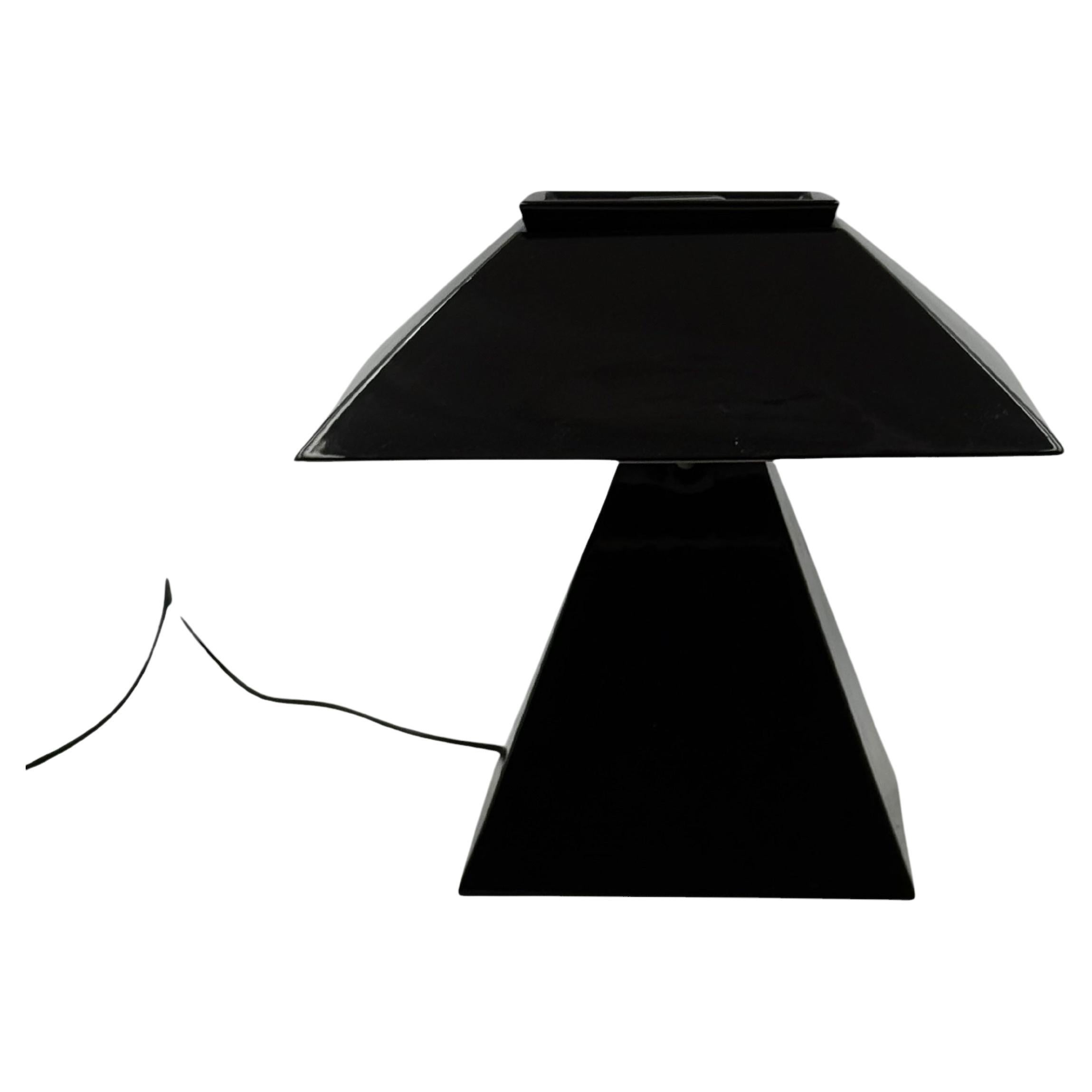 Space age black ceramic table lamp, Italy 1970s