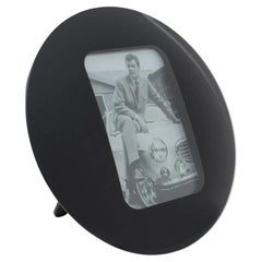 Space Age Black Glass Round Picture Frame