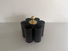 Space Age Black Plexiglass and Metal Bottle Holder, 1970s, Germany