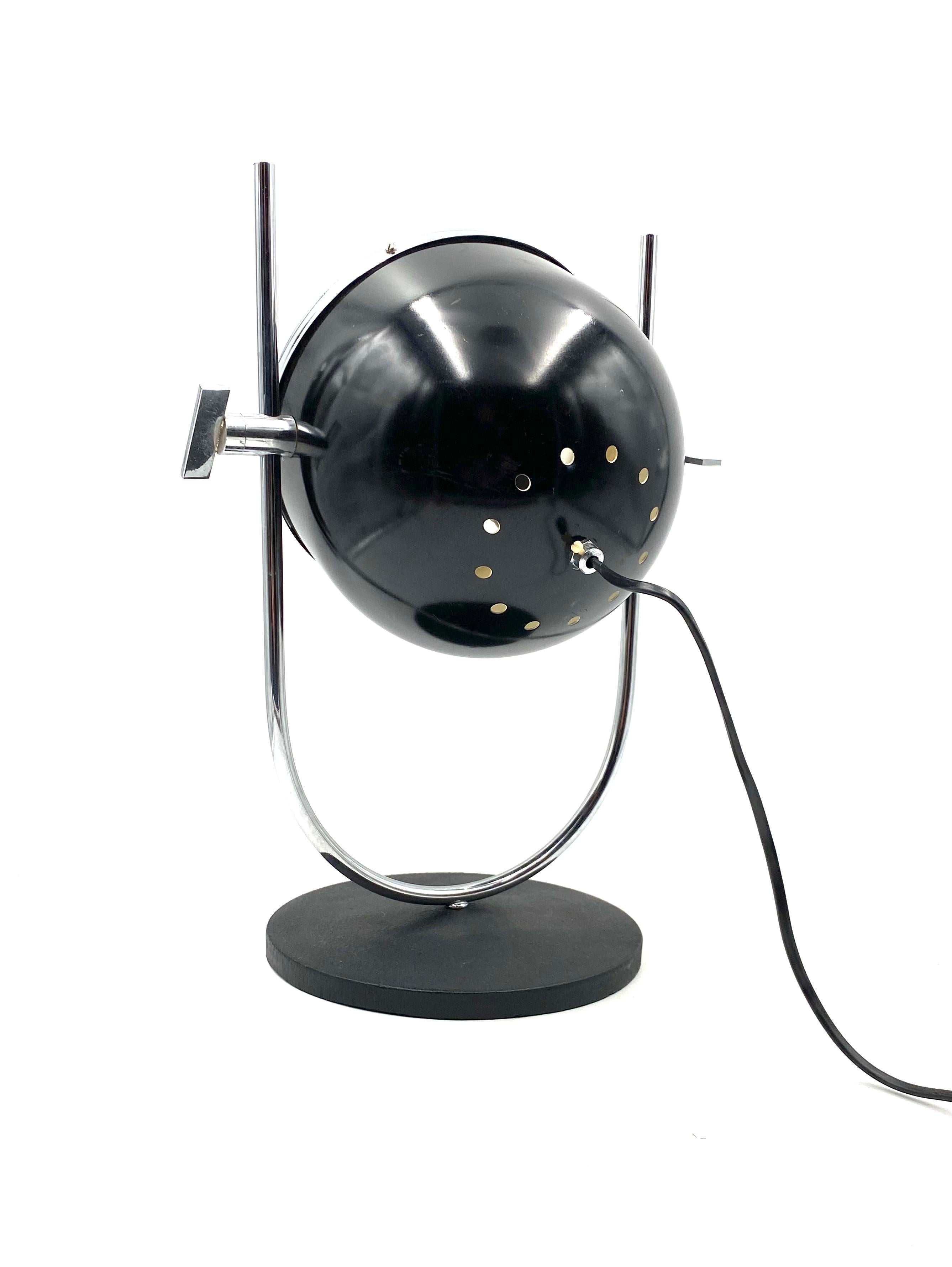 Space Age Black Spherical Table Lamp, Italy, 1970s 4