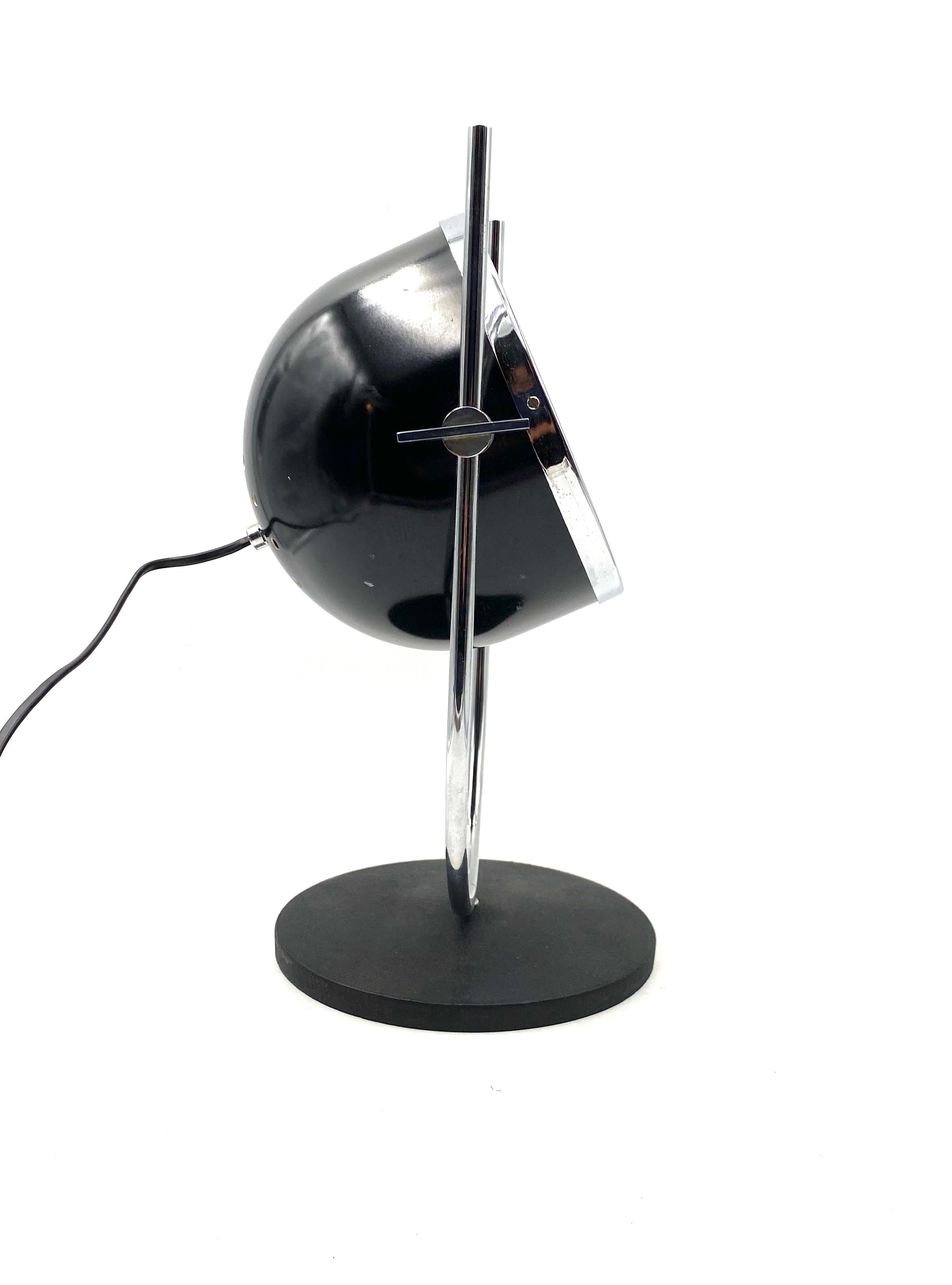 Space Age Black Spherical Table Lamp, Italy, 1970s 5
