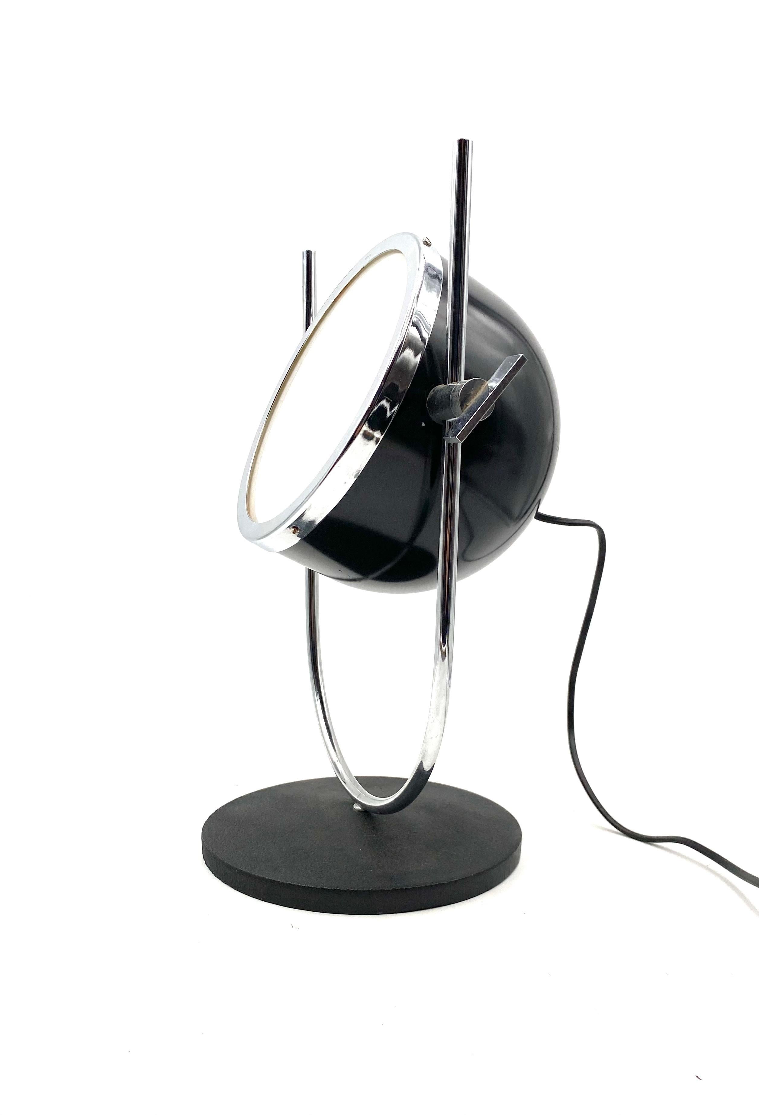 Late 20th Century Space Age Black Spherical Table Lamp, Italy, 1970s