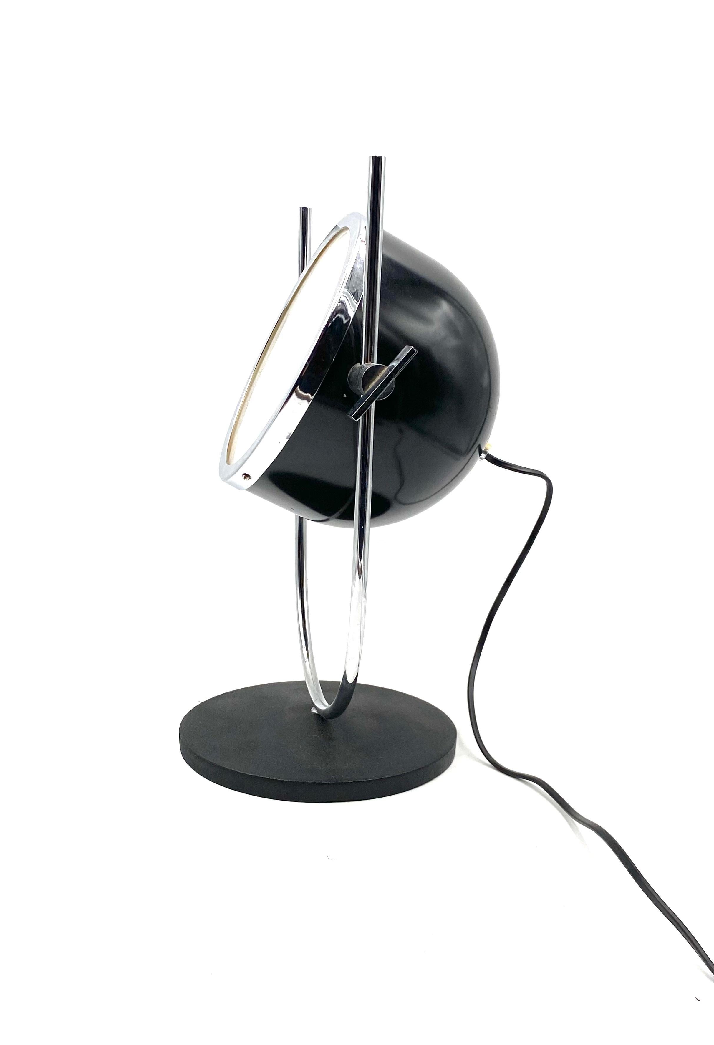 Space Age Black Spherical Table Lamp, Italy, 1970s 2