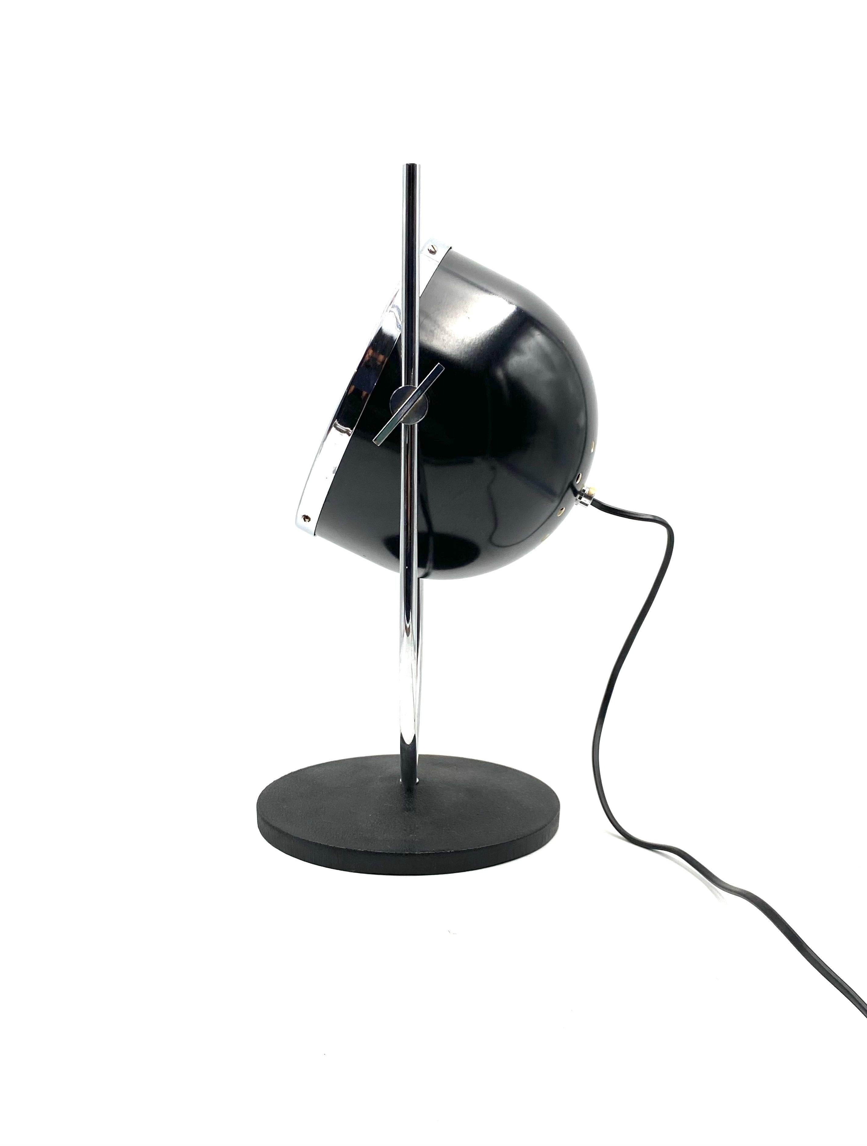 Space Age Black Spherical Table Lamp, Italy, 1970s 3