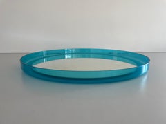 Espejo de pared de plexiglás azul «Space Age» de Guzzini, década de los 70, Italia