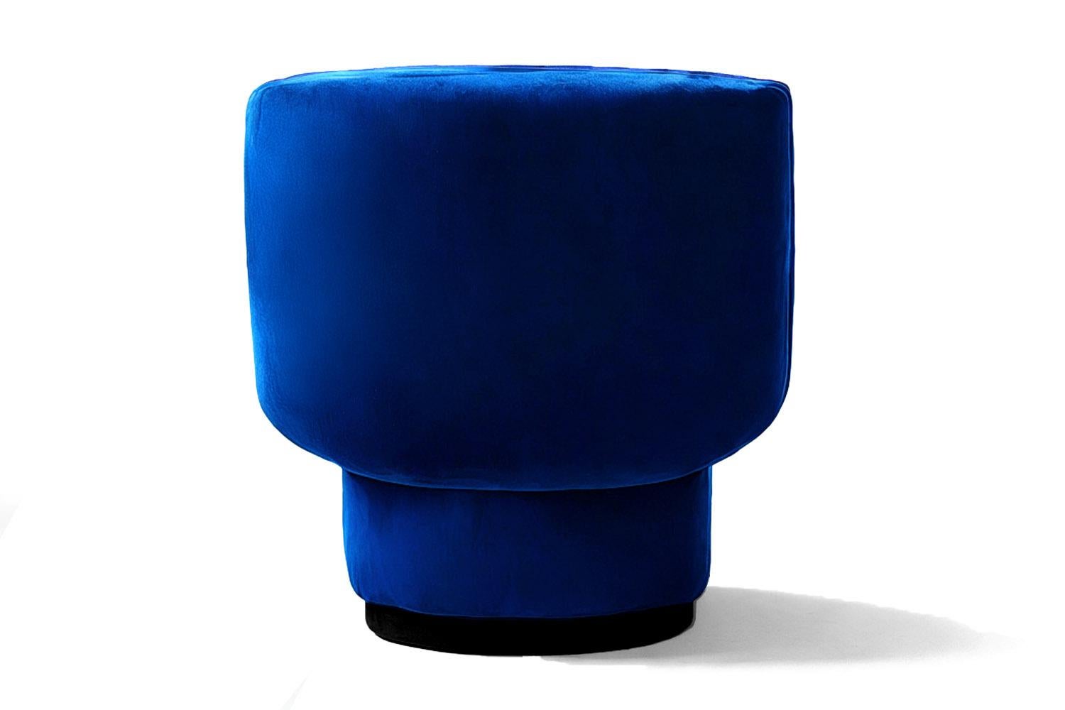 Spanish Space Age Blue Velvet Accent Chair Caos For Sale