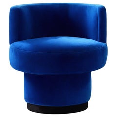 Space Age Blue Velvet Accent Chair Caos