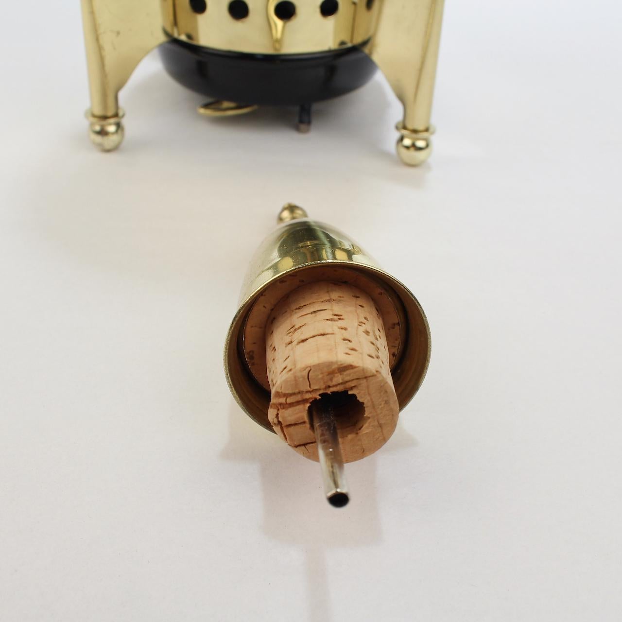 Space Age Brass Rocket Ship Novelty Decanter or Liquor Bottle 1