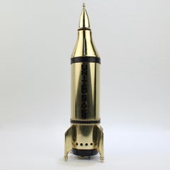 Space Age Brass Rocket Ship Novelty Decanter or Liquor Bottle