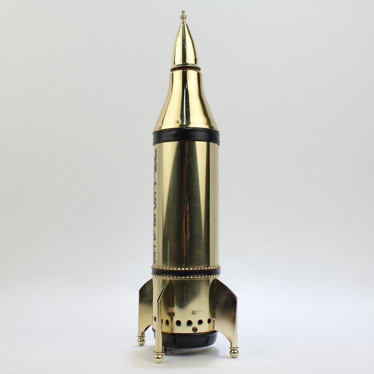 Space Age Brass Rocket Ship Novelty Decanter or Liquor Bottle In Good Condition In Philadelphia, PA