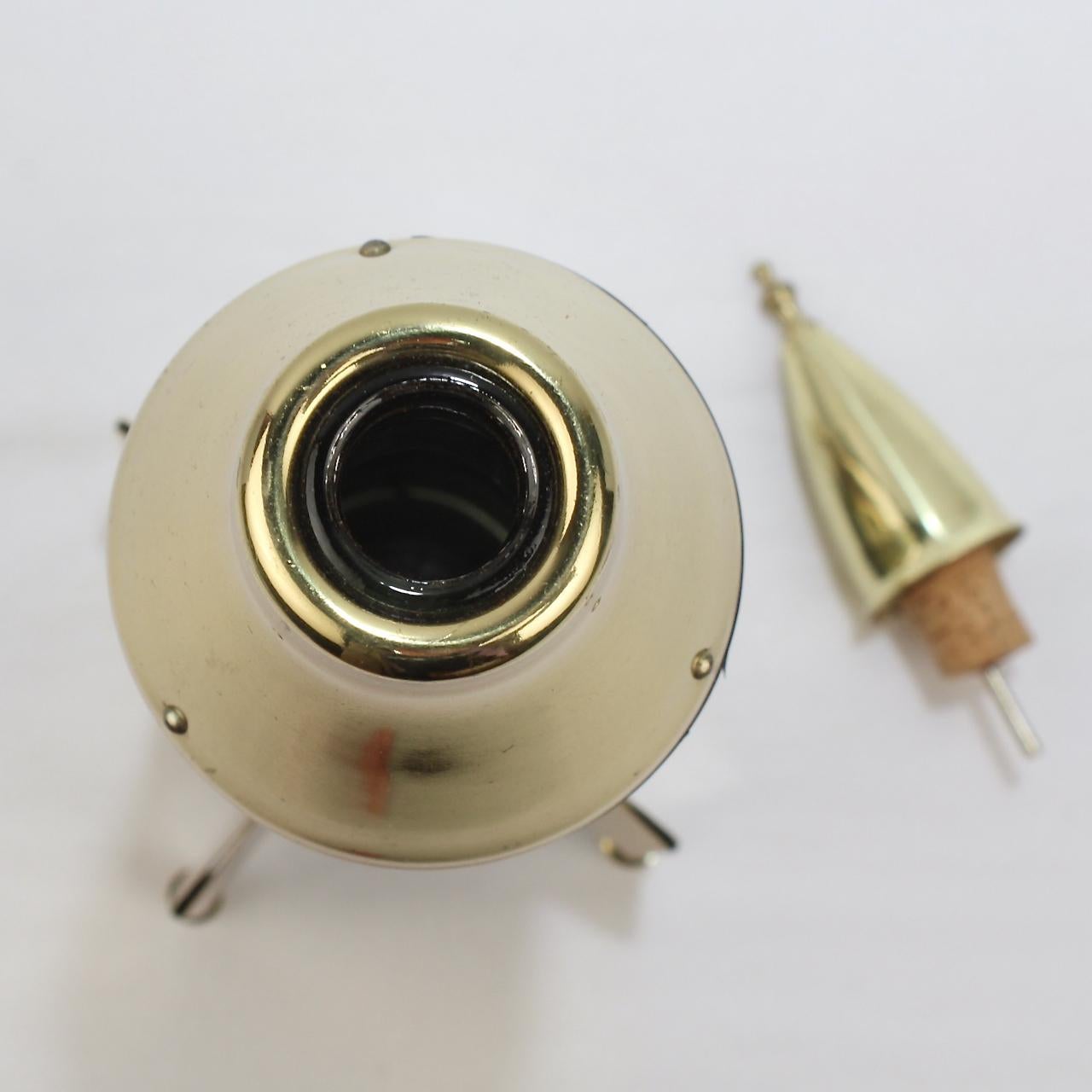 20th Century Space Age Brass Rocket Ship Novelty Decanter or Liquor Bottle