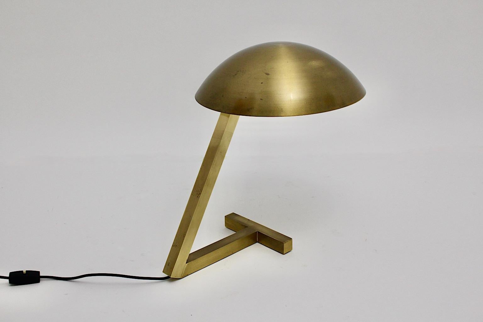 Space Age Brass Vintage Dome Geometric Table Lamp Desk Lamp 1960s Italy In Good Condition For Sale In Vienna, AT