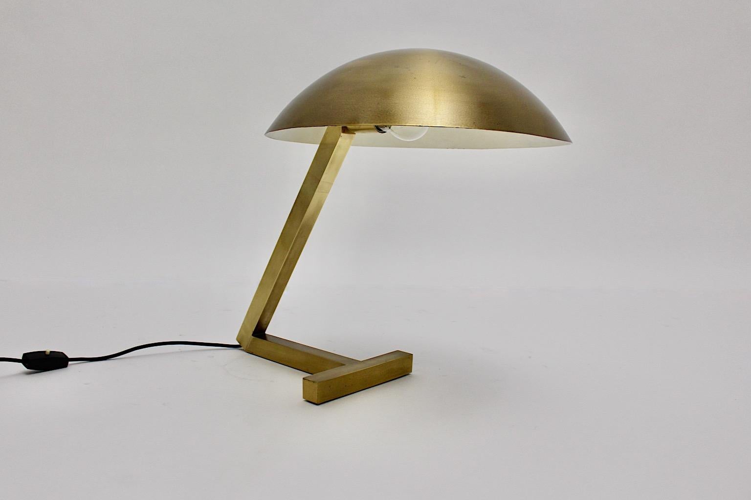 Mid-20th Century Space Age Brass Vintage Dome Geometric Table Lamp Desk Lamp 1960s Italy For Sale