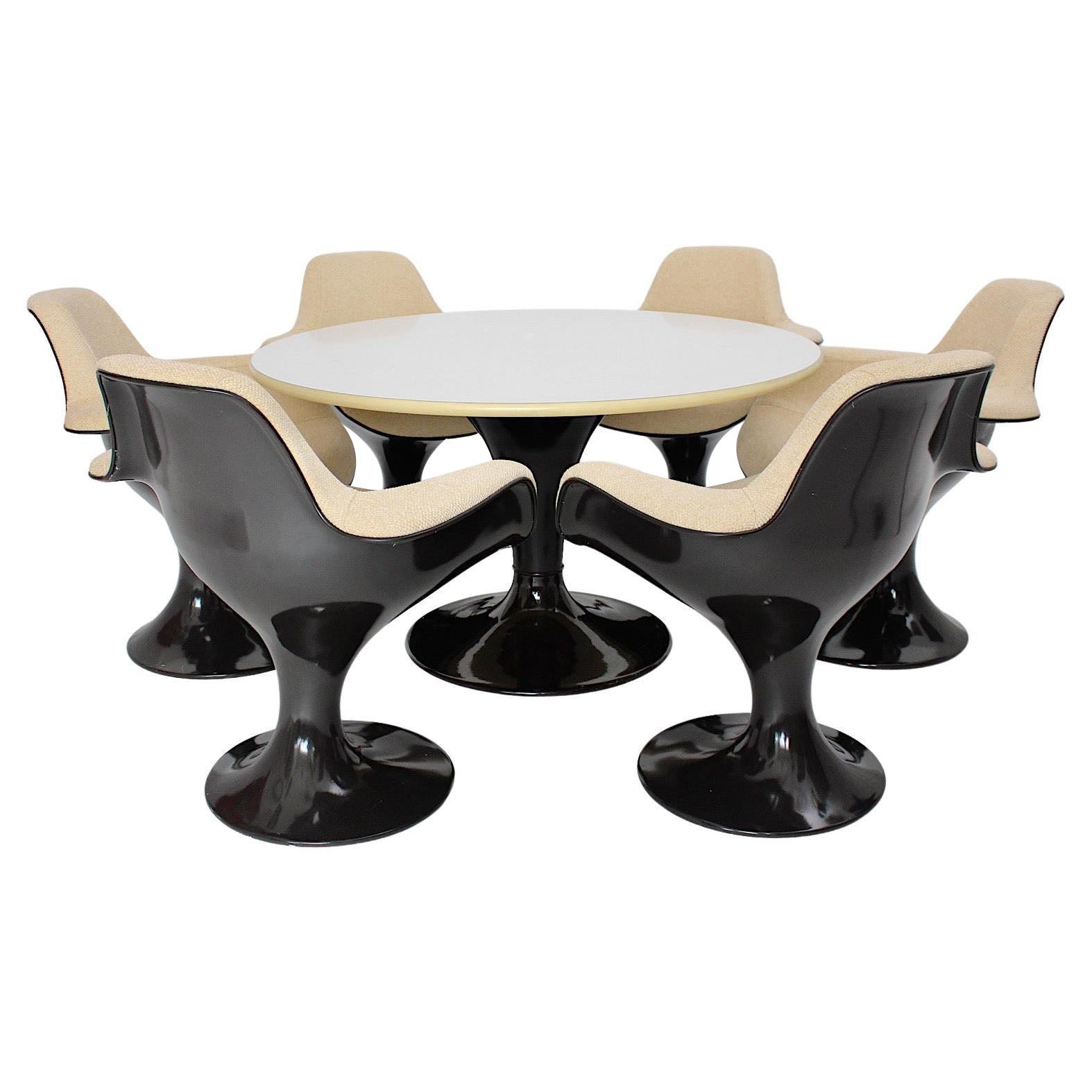 Space Age Brown Plastic Dining Room Set Markus Farner Walter Grunder 1970s