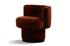 Space Age Postmodern Brown Velvet Accent Chair Caos