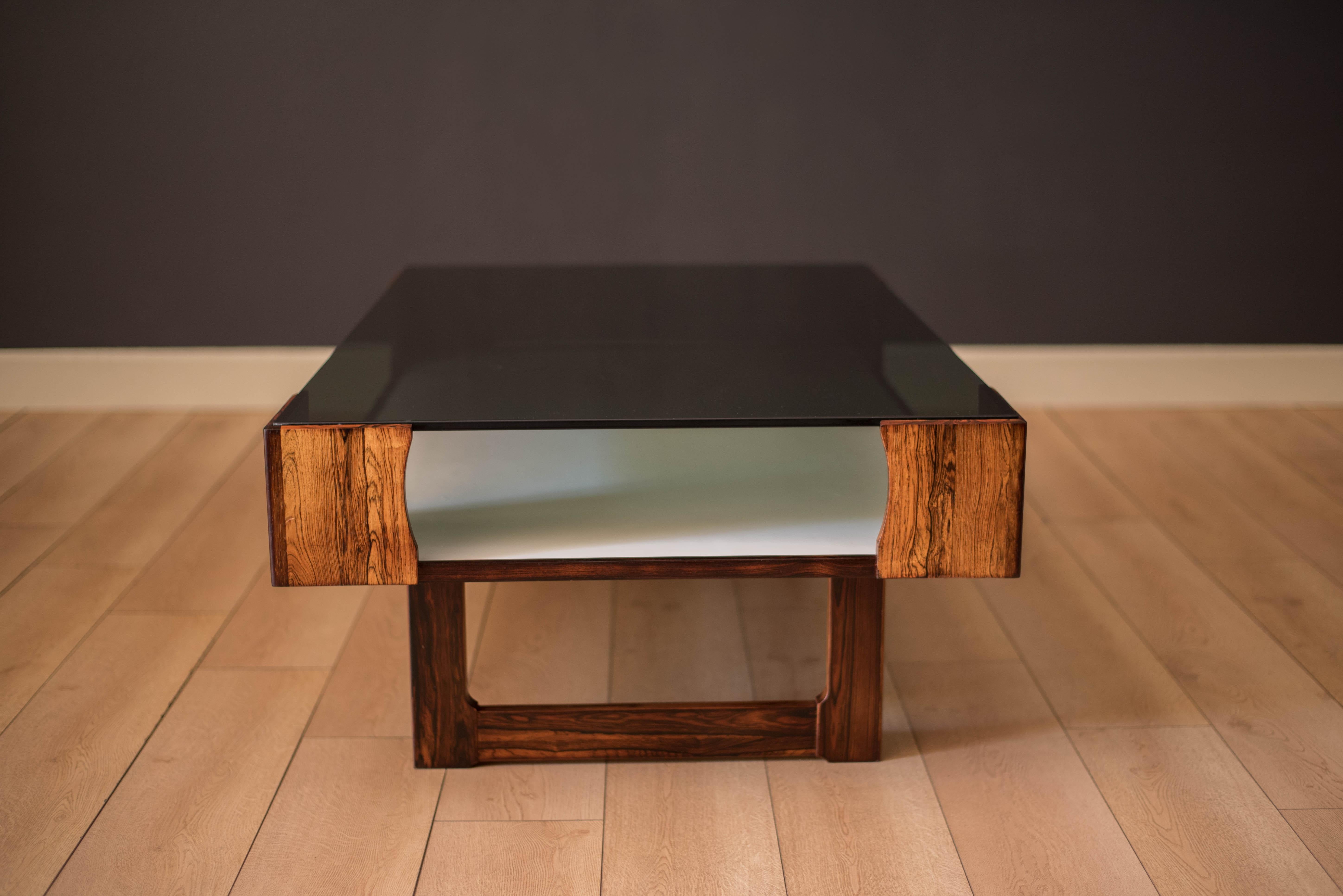 Norwegian Space Age Bruksbo Rosewood and Glass Coffee Table by Torbjorn Afdal