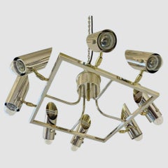 Space Age Ceiling Lamp in Chromed Brass, Stilnovo Style, Italy, 1970s